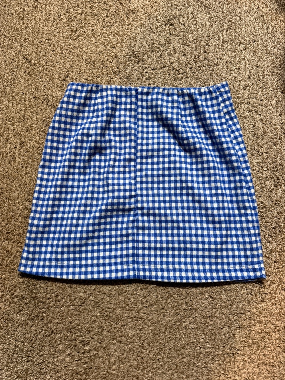 love on a hanger Blue and White Gingham Mini Skirt